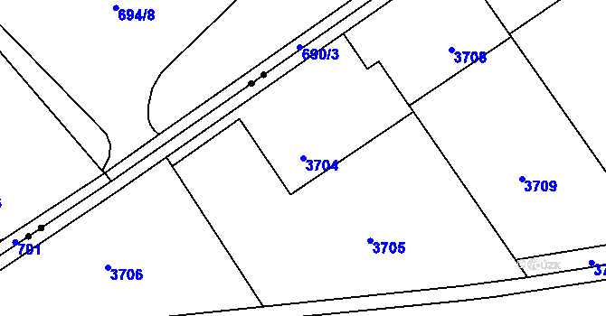 Parcela st. 3704 v KÚ Orlová, Katastrální mapa