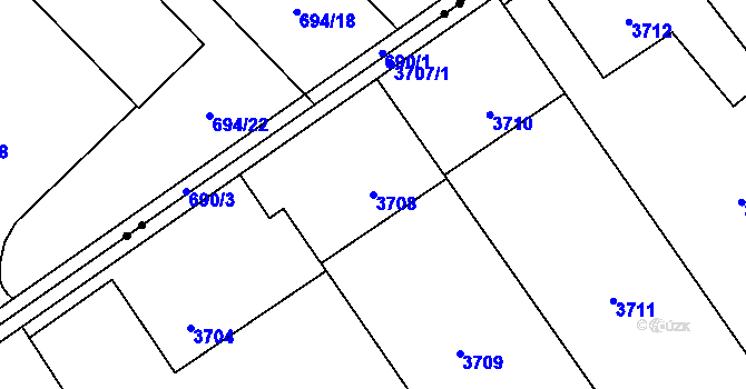 Parcela st. 3708 v KÚ Orlová, Katastrální mapa