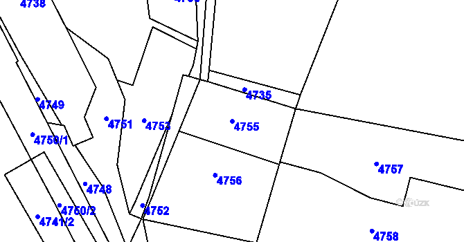 Parcela st. 4755 v KÚ Orlová, Katastrální mapa