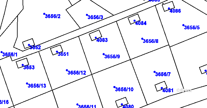 Parcela st. 3656/9 v KÚ Orlová, Katastrální mapa