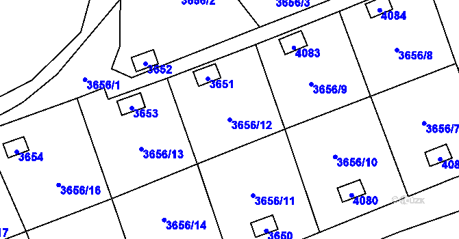 Parcela st. 3656/12 v KÚ Orlová, Katastrální mapa