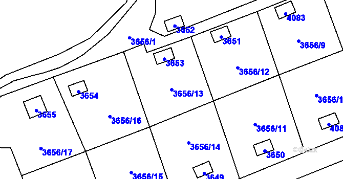 Parcela st. 3656/13 v KÚ Orlová, Katastrální mapa