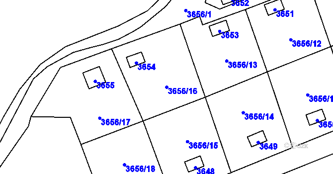 Parcela st. 3656/16 v KÚ Orlová, Katastrální mapa