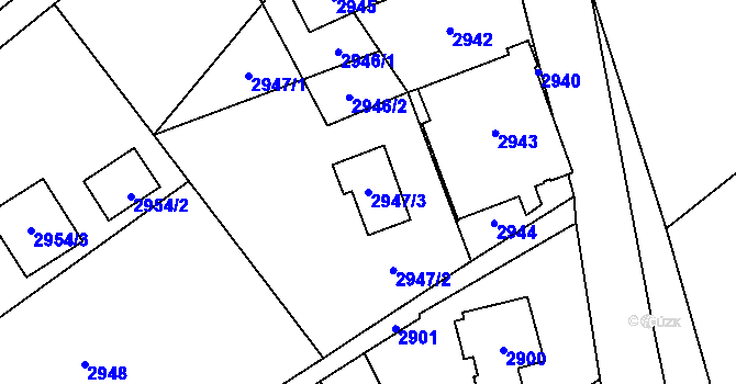 Parcela st. 2947/3 v KÚ Orlová, Katastrální mapa