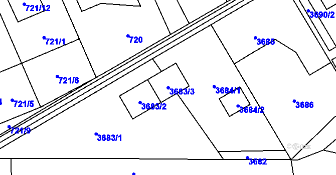 Parcela st. 3683/3 v KÚ Orlová, Katastrální mapa