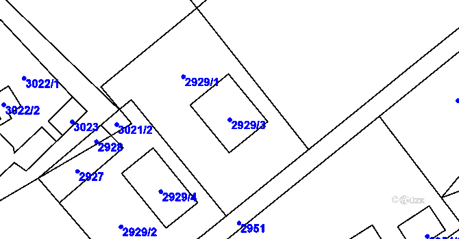 Parcela st. 2929/3 v KÚ Orlová, Katastrální mapa