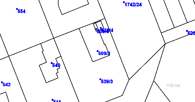Parcela st. 509/3 v KÚ Orlová, Katastrální mapa