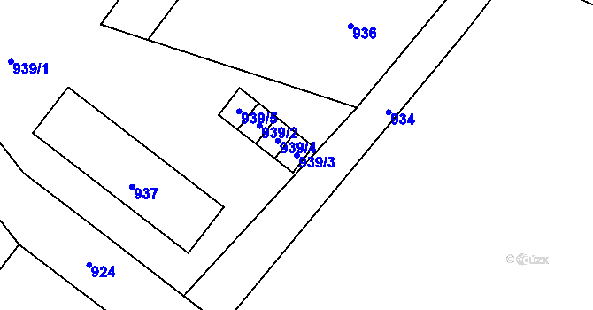 Parcela st. 939/3 v KÚ Lazy u Orlové, Katastrální mapa
