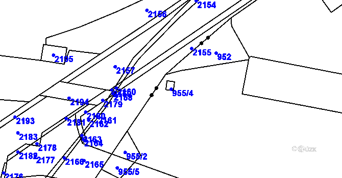 Parcela st. 955/4 v KÚ Lazy u Orlové, Katastrální mapa