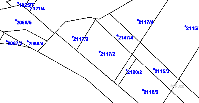 Parcela st. 2117/2 v KÚ Lazy u Orlové, Katastrální mapa