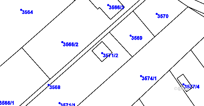 Parcela st. 3571/2 v KÚ Lazy u Orlové, Katastrální mapa