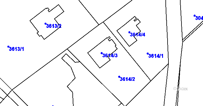 Parcela st. 3614/3 v KÚ Lazy u Orlové, Katastrální mapa