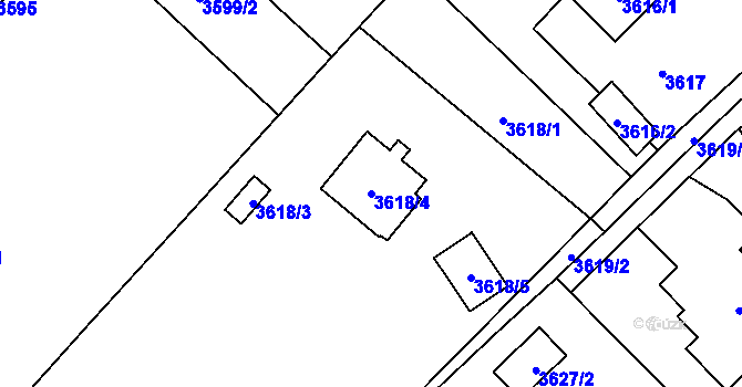Parcela st. 3618/4 v KÚ Lazy u Orlové, Katastrální mapa