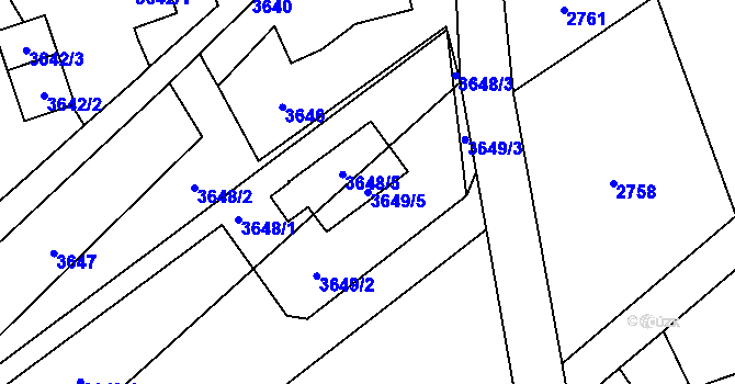 Parcela st. 3649/5 v KÚ Lazy u Orlové, Katastrální mapa