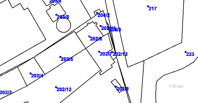 Parcela st. 202/7 v KÚ Poruba u Orlové, Katastrální mapa