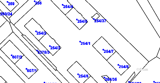 Parcela st. 254/1 v KÚ Poruba u Orlové, Katastrální mapa