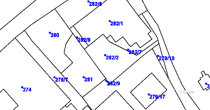 Parcela st. 282/2 v KÚ Poruba u Orlové, Katastrální mapa