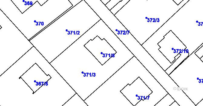 Parcela st. 371/8 v KÚ Poruba u Orlové, Katastrální mapa