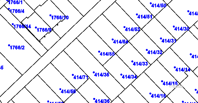 Parcela st. 414/55 v KÚ Poruba u Orlové, Katastrální mapa