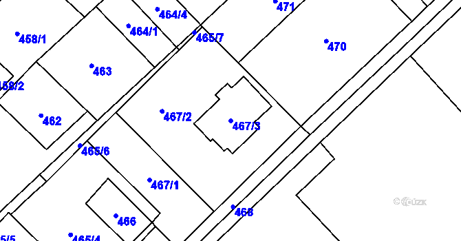 Parcela st. 467/3 v KÚ Poruba u Orlové, Katastrální mapa