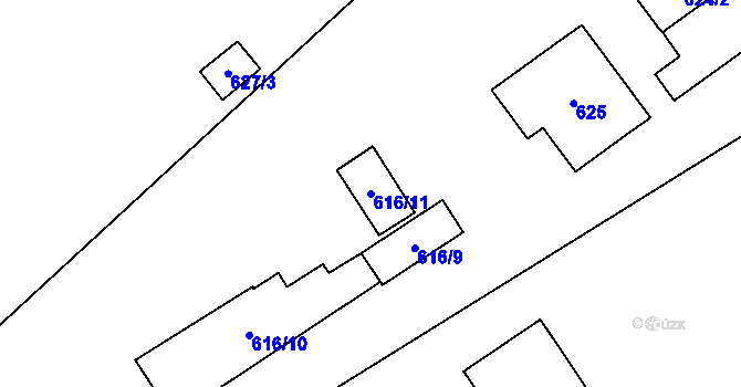 Parcela st. 616/11 v KÚ Poruba u Orlové, Katastrální mapa