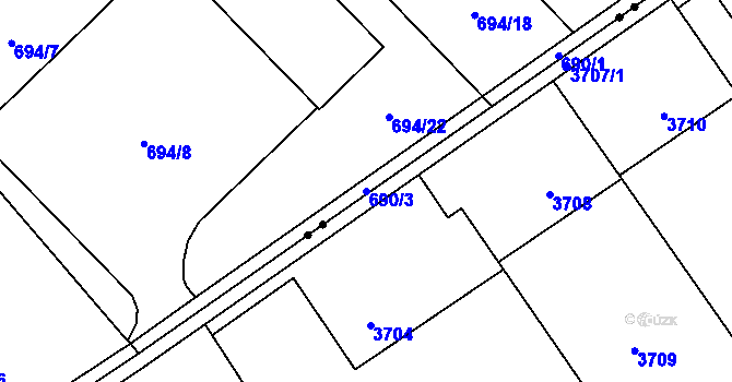 Parcela st. 690/3 v KÚ Poruba u Orlové, Katastrální mapa