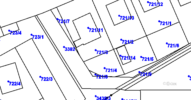 Parcela st. 721/3 v KÚ Poruba u Orlové, Katastrální mapa