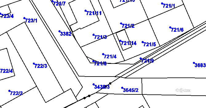 Parcela st. 721/4 v KÚ Poruba u Orlové, Katastrální mapa