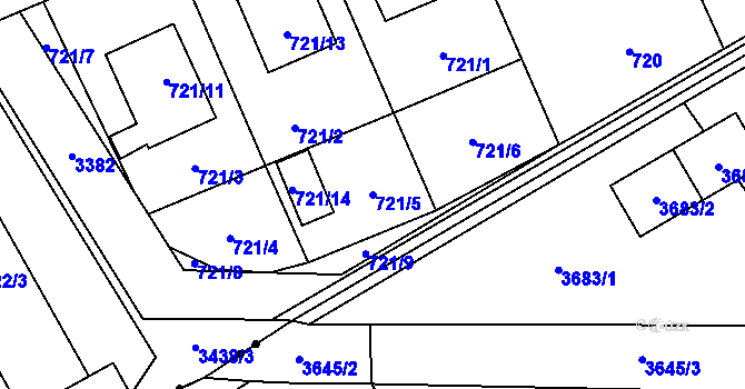 Parcela st. 721/5 v KÚ Poruba u Orlové, Katastrální mapa