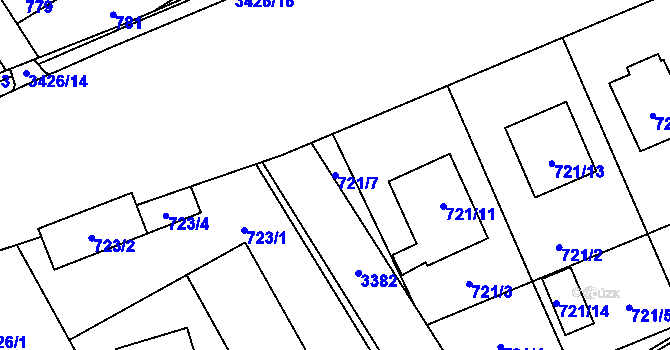 Parcela st. 721/7 v KÚ Poruba u Orlové, Katastrální mapa