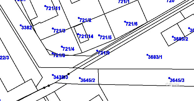 Parcela st. 721/9 v KÚ Poruba u Orlové, Katastrální mapa