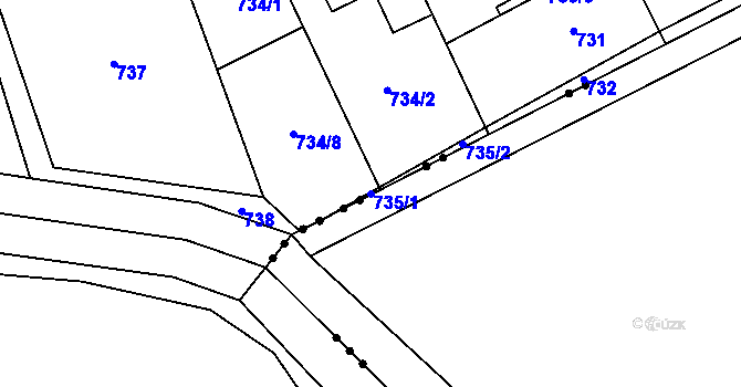 Parcela st. 735/1 v KÚ Poruba u Orlové, Katastrální mapa