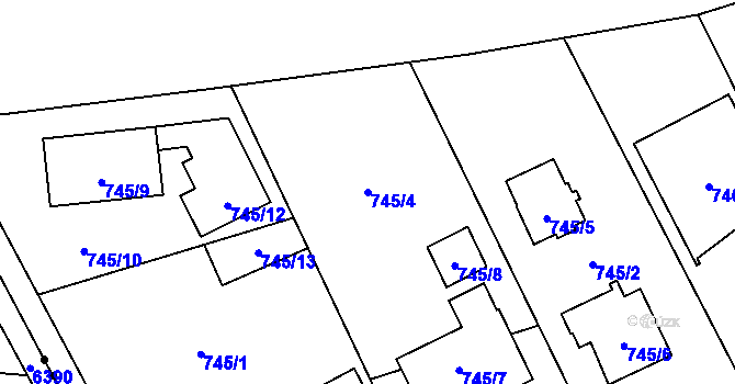 Parcela st. 745/4 v KÚ Poruba u Orlové, Katastrální mapa