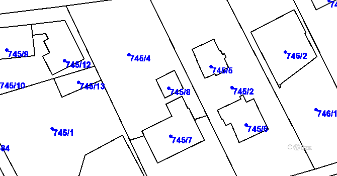 Parcela st. 745/8 v KÚ Poruba u Orlové, Katastrální mapa
