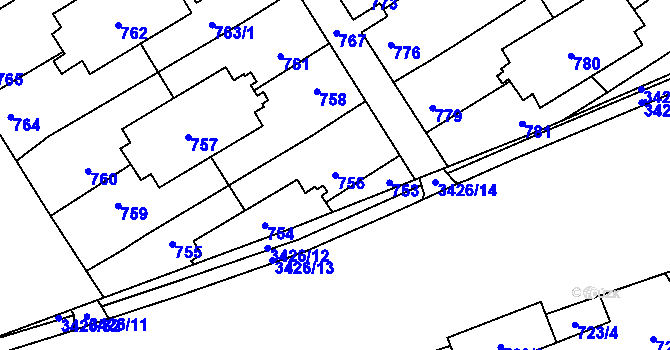 Parcela st. 756 v KÚ Poruba u Orlové, Katastrální mapa