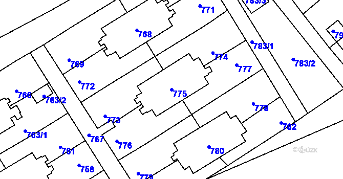 Parcela st. 775 v KÚ Poruba u Orlové, Katastrální mapa