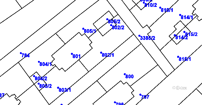 Parcela st. 802/1 v KÚ Poruba u Orlové, Katastrální mapa