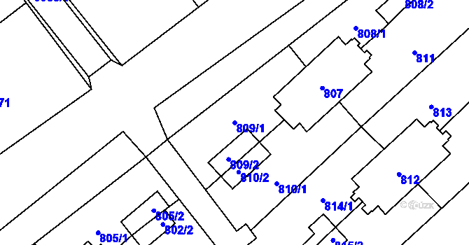 Parcela st. 809/1 v KÚ Poruba u Orlové, Katastrální mapa