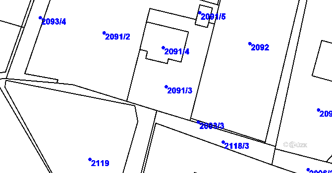 Parcela st. 2091/3 v KÚ Poruba u Orlové, Katastrální mapa