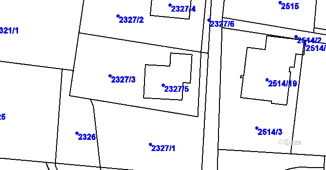 Parcela st. 2327/5 v KÚ Poruba u Orlové, Katastrální mapa