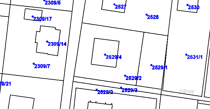 Parcela st. 2529/4 v KÚ Poruba u Orlové, Katastrální mapa