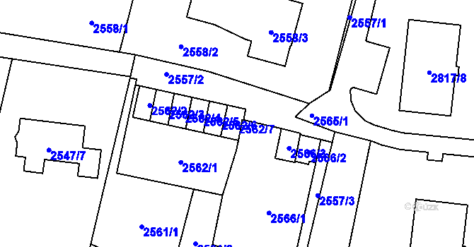 Parcela st. 2562/7 v KÚ Poruba u Orlové, Katastrální mapa