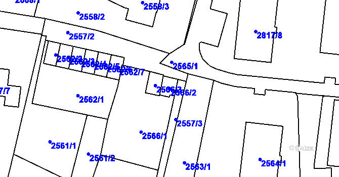 Parcela st. 2566/2 v KÚ Poruba u Orlové, Katastrální mapa