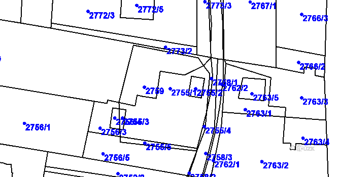 Parcela st. 2755/1 v KÚ Poruba u Orlové, Katastrální mapa