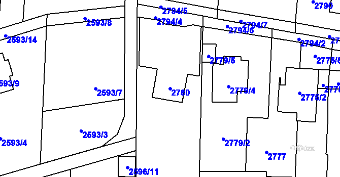 Parcela st. 2780 v KÚ Poruba u Orlové, Katastrální mapa