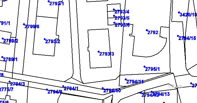 Parcela st. 2793/3 v KÚ Poruba u Orlové, Katastrální mapa