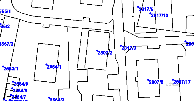 Parcela st. 2807/2 v KÚ Poruba u Orlové, Katastrální mapa