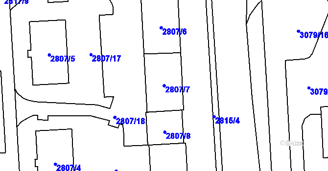 Parcela st. 2807/7 v KÚ Poruba u Orlové, Katastrální mapa