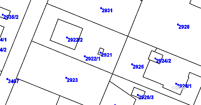 Parcela st. 2921 v KÚ Poruba u Orlové, Katastrální mapa
