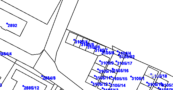Parcela st. 3105/6 v KÚ Poruba u Orlové, Katastrální mapa
